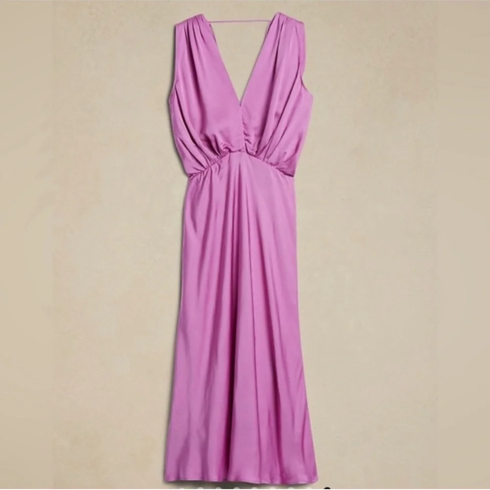 Banana Republic Jessie satin midi Slip dress Small NWOT sexy Classy Pink dress - Picture 2 of 9